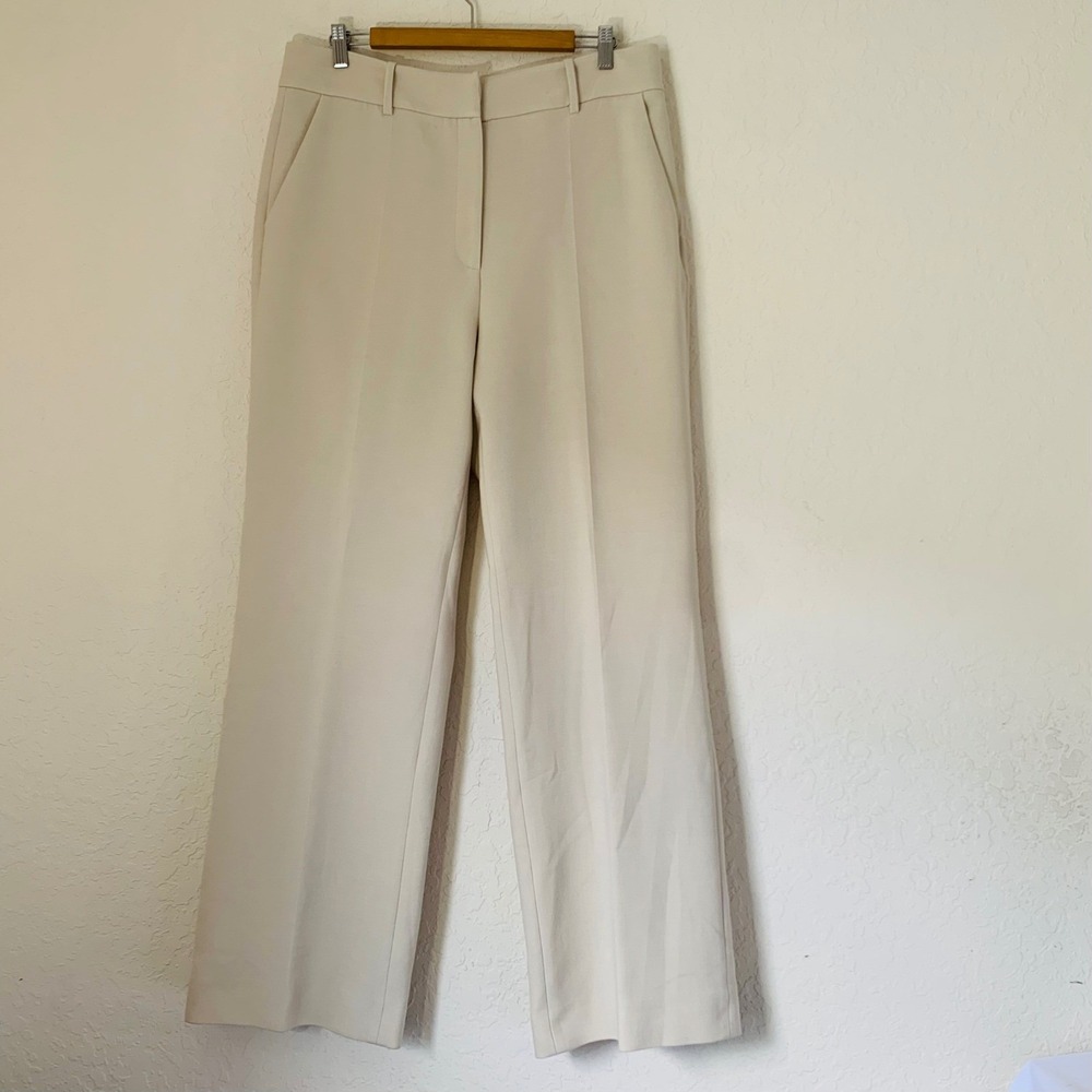 The Fold Wide Leg Trouser US 12 Cream‎ High Rise Tailored Career Quiet Luxury